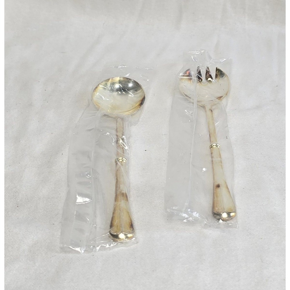 Salad Utensils Italy Marked Silverplated Serving Spoon And Fork, Modern
